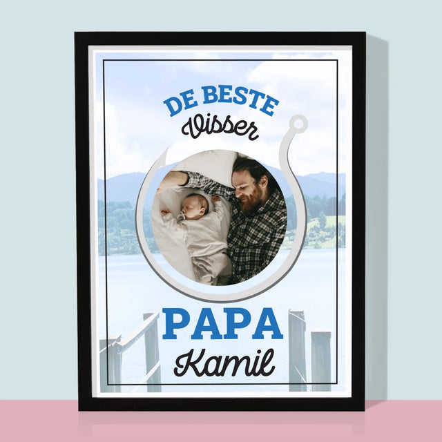 Foto En Handtekening: De Beste Visser Papa - Afdruk Met Frame 30X40