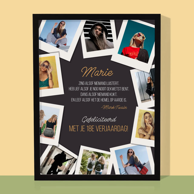 Fotocollage: Verjaardagswensen - Afdruk Met Frame 30X40