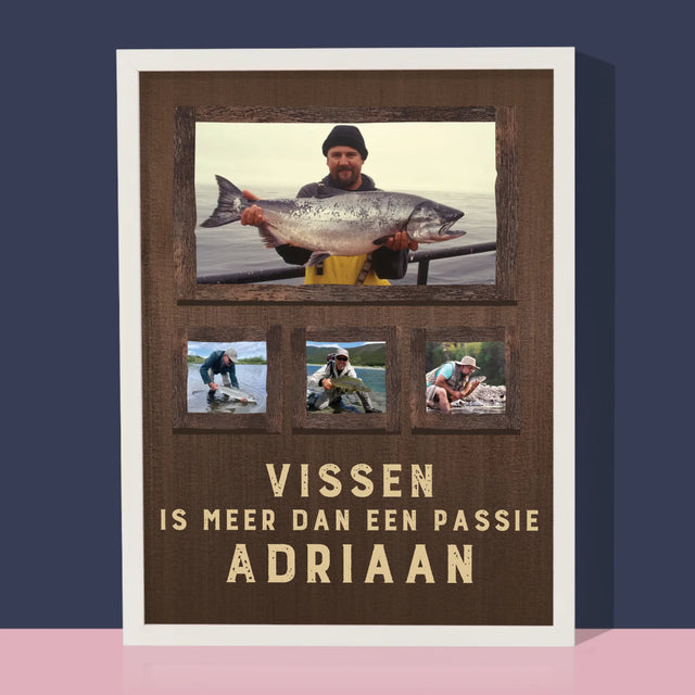 Fotocollage: Vissen Is Meer Dan Een Passie - Afdruk Met Frame 30X40