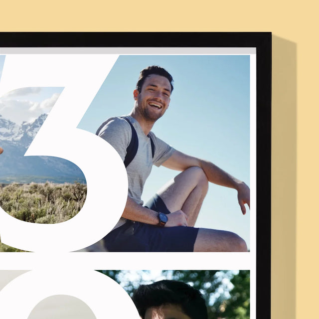 Fotocollage: 30 Jaar, Cijfer Foto'S - Afdruk Met Frame 30X40