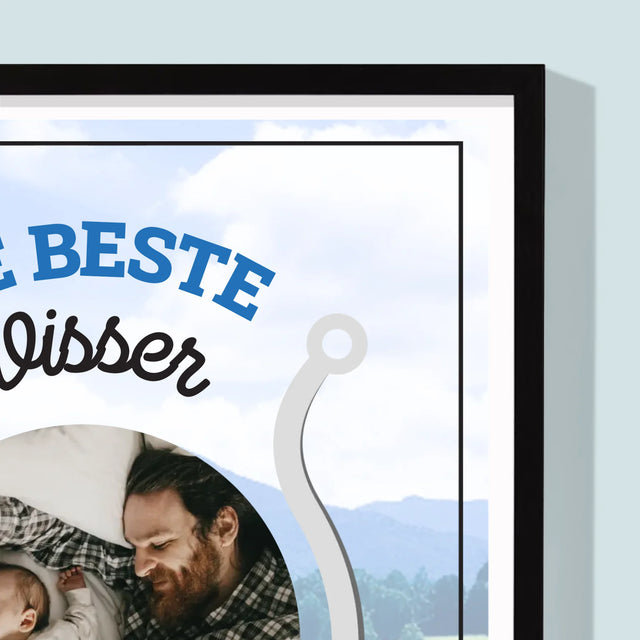 Foto En Handtekening: De Beste Visser Papa - Afdruk Met Frame 30X40