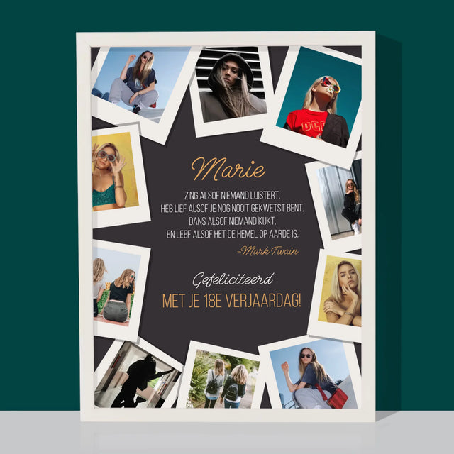 Fotocollage: Verjaardagswensen - Afdruk Met Frame 30X40