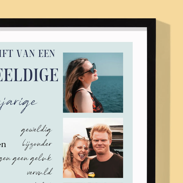 Fotocollage: Getuigschrift Van Een Voorbeeldige Dertiger - Afdruk Met Frame 30X40