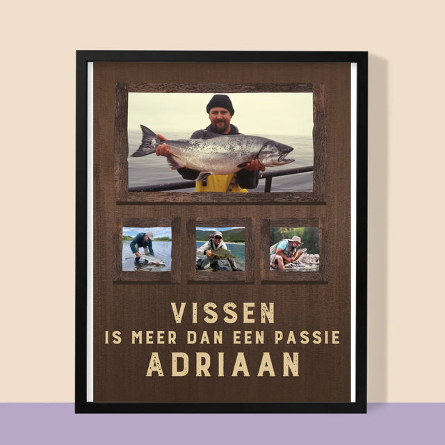 Fotocollage: Vissen Is Meer Dan Een Passie - Afdruk Met Frame 30X40