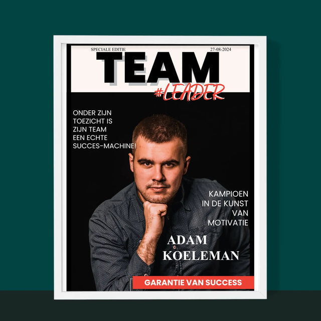 Omslag Van Tijdschrift: Team Leader - Afdruk Met Frame 30X40