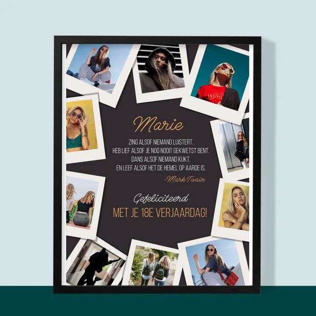 Fotocollage: Verjaardagswensen - Afdruk Met Frame 30X40