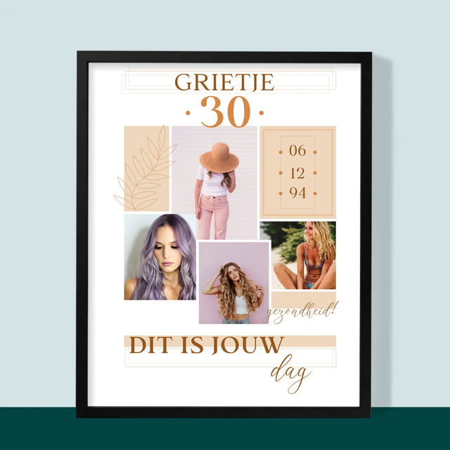 Fotocollage: Dit Is Jouw Dag - Afdruk Met Frame 30X40