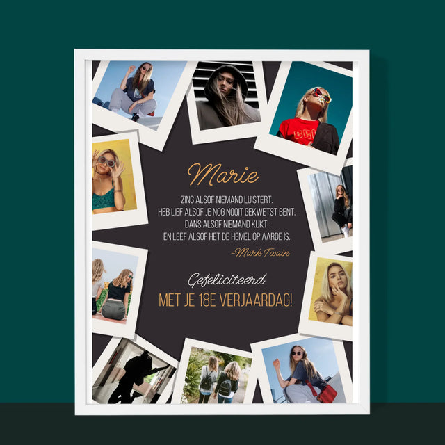 Fotocollage: Verjaardagswensen - Afdruk Met Frame 30X40