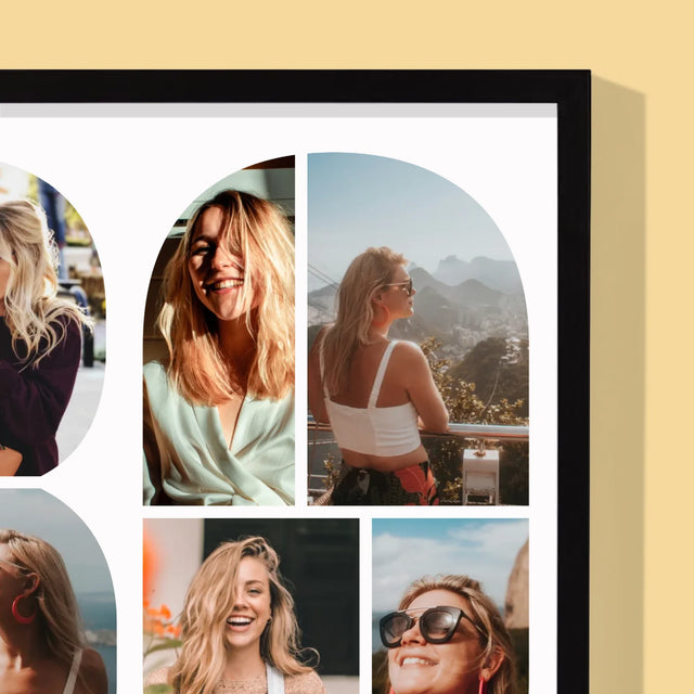 Fotocollage: 30E Verjaardag Wensen - Afdruk Met Frame 30X40