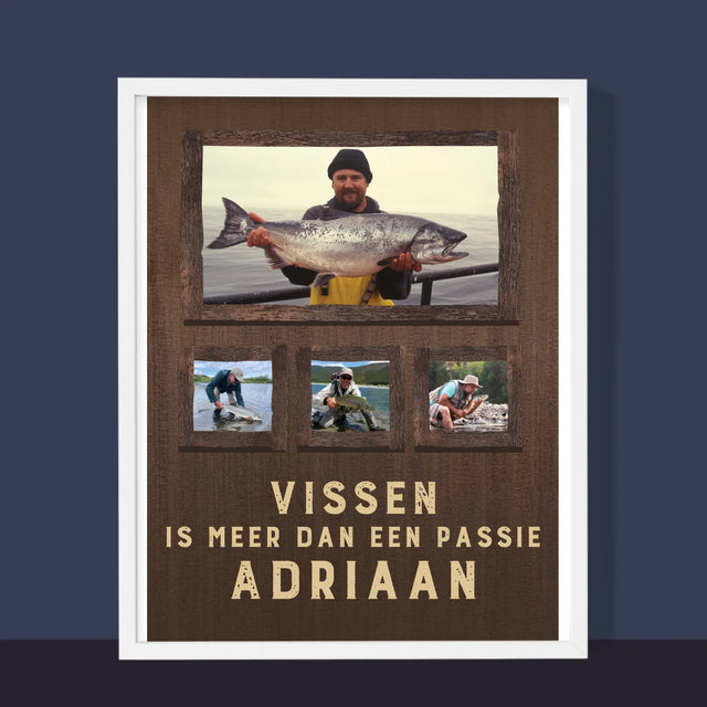 Fotocollage: Vissen Is Meer Dan Een Passie - Afdruk Met Frame 30X40