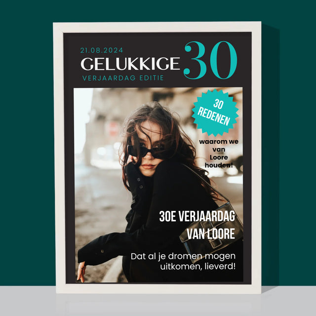 Omslag Van Tijdschrift: Gelukkige 30 - Afdruk Met Frame 30X40