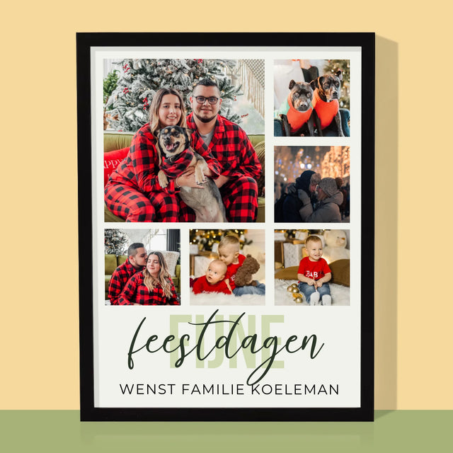 Fotocollage: Fijne Feestdagen - Afdruk Met Frame 30X40