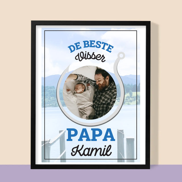 Foto En Handtekening: De Beste Visser Papa - Afdruk Met Frame 30X40