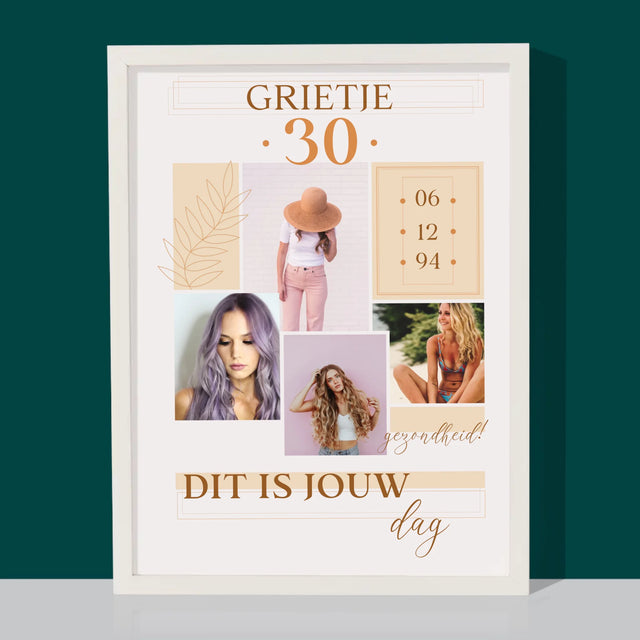 Fotocollage: Dit Is Jouw Dag - Afdruk Met Frame 30X40