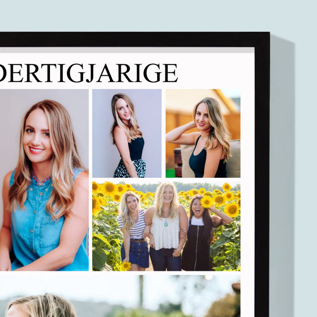 Fotocollage: Hete Dertigjarige - Afdruk Met Frame 30X40