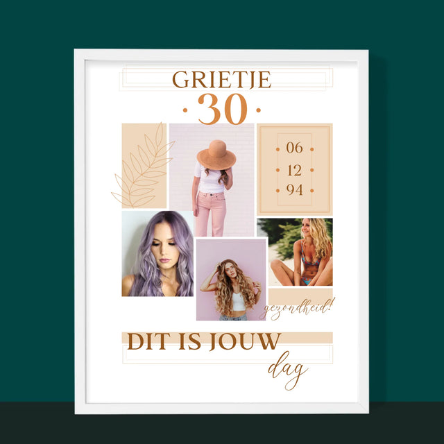 Fotocollage: Dit Is Jouw Dag - Afdruk Met Frame 30X40