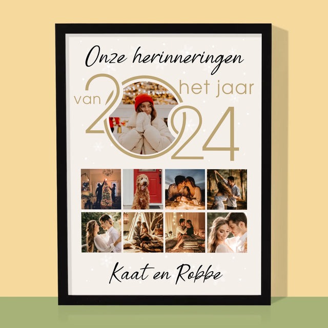 Fotocollage: Onze Herinneringen Van Het Jaar - Afdruk Met Frame 30X40