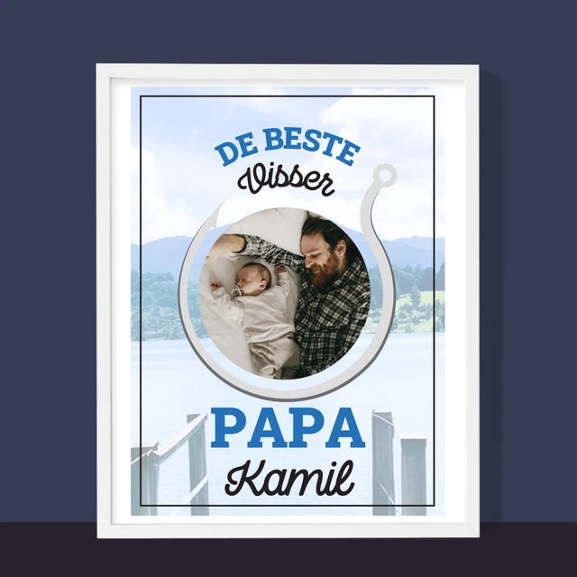 Foto En Handtekening: De Beste Visser Papa - Afdruk Met Frame 30X40