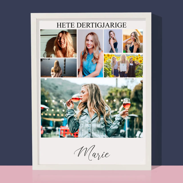 Fotocollage: Hete Dertigjarige - Afdruk Met Frame 30X40