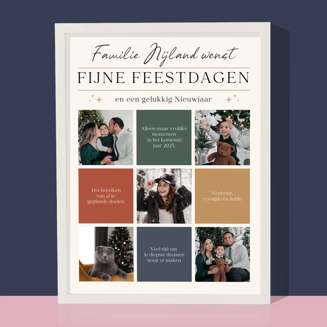 Fotocollage: Fijne Feestdagen, Wensen - Afdruk Met Frame 30X40