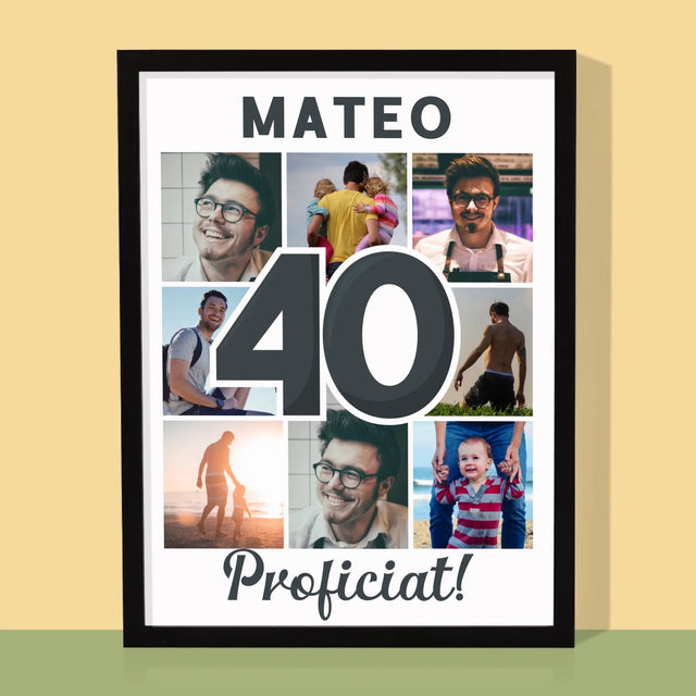 Fotocollage: 40 Jaar - Afdruk Met Frame 30X40