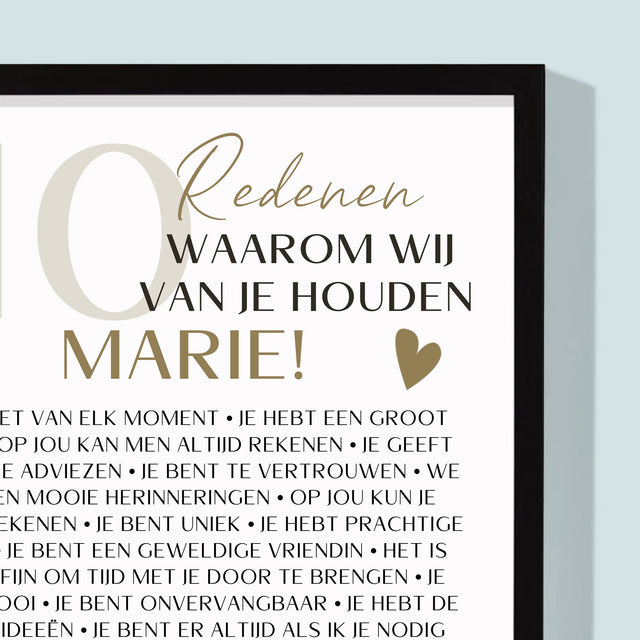 Fotocollage: 40 Redenen - Afdruk Met Frame 30X40