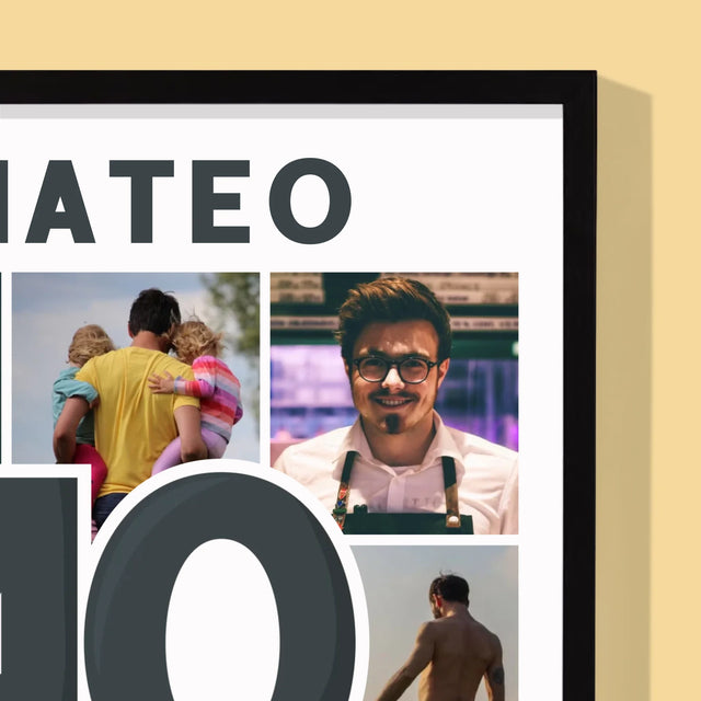 Fotocollage: 40 Jaar - Afdruk Met Frame 30X40