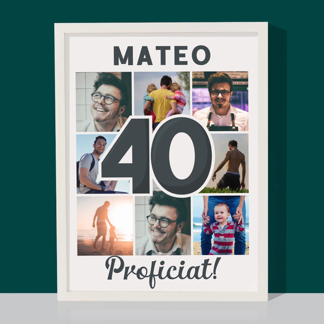 Fotocollage: 40 Jaar - Afdruk Met Frame 30X40