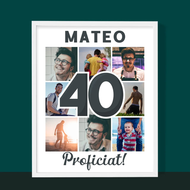 Fotocollage: 40 Jaar - Afdruk Met Frame 30X40
