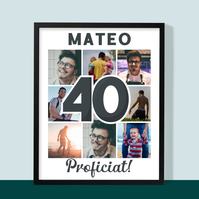 Fotocollage: 40 Jaar - Afdruk Met Frame 30X40