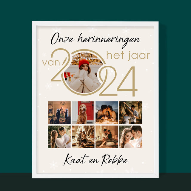 Fotocollage: Onze Herinneringen Van Het Jaar - Afdruk Met Frame 30X40