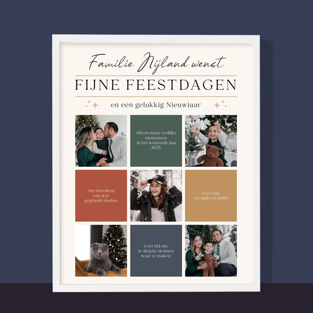 Fotocollage: Fijne Feestdagen, Wensen - Afdruk Met Frame 30X40