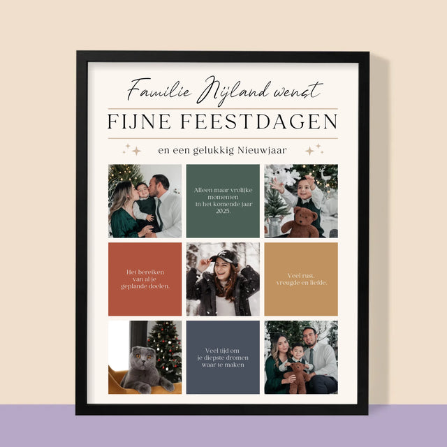Fotocollage: Fijne Feestdagen, Wensen - Afdruk Met Frame 30X40