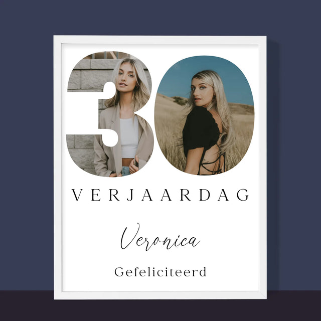 Woord Van Foto'S: 30E Verjaardag Handtekening - Afdruk Met Frame 30X40