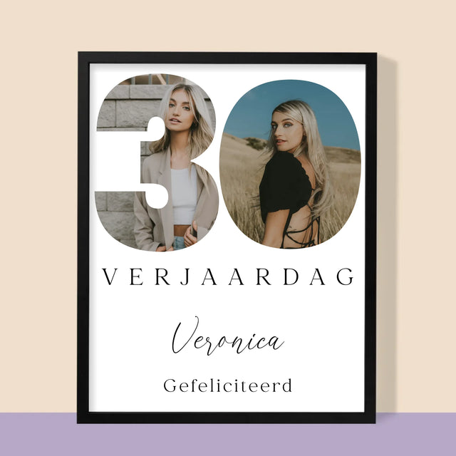 Woord Van Foto'S: 30E Verjaardag Handtekening - Afdruk Met Frame 30X40