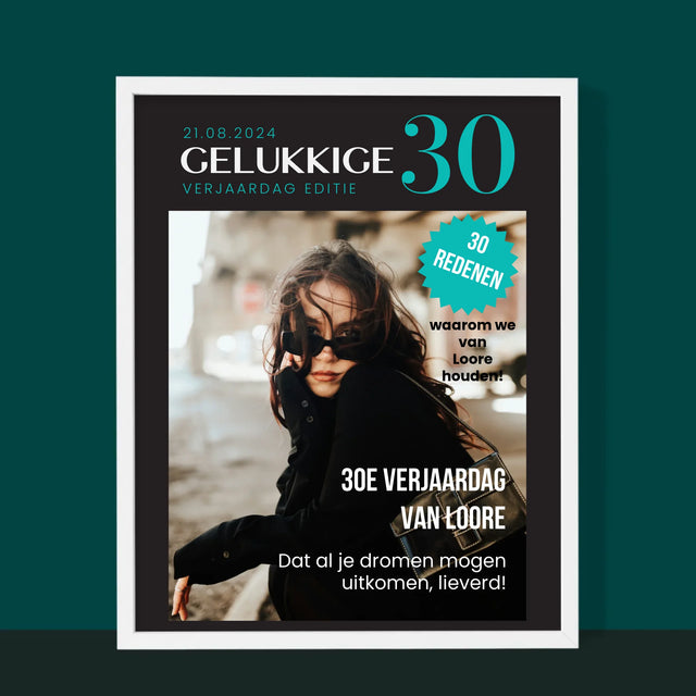 Omslag Van Tijdschrift: Gelukkige 30 - Afdruk Met Frame 30X40