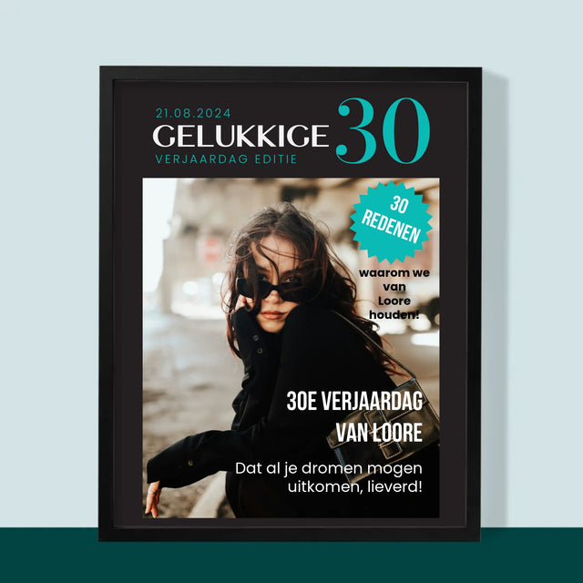 Omslag Van Tijdschrift: Gelukkige 30 - Afdruk Met Frame 30X40