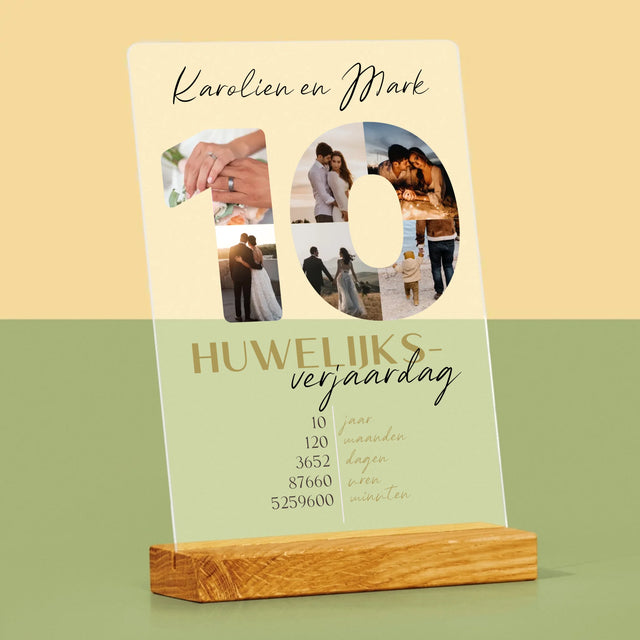 Woord Van Foto'S: 10De Huwelijksverjaardag - Afdruk Op Acrylglas (Verticaal)