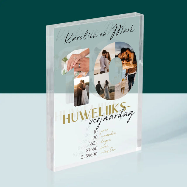 Woord Van Foto'S: 10De Huwelijksverjaardag - Acryl Blok