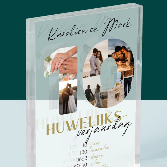 Woord Van Foto'S: 10De Huwelijksverjaardag - Acryl Blok