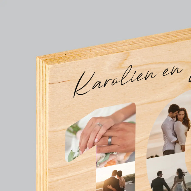 Woord Van Foto'S: 10De Huwelijksverjaardag - Afdruk Op Hout (Verticaal)