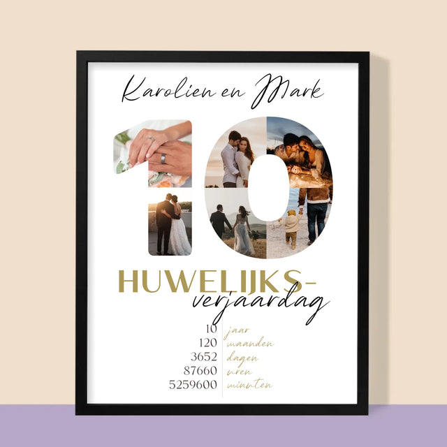 Woord Van Foto'S: 10De Huwelijksverjaardag - Afdruk Met Frame 30X40