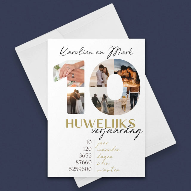 Woord Van Foto'S: 10De Huwelijksverjaardag - Wenskaart