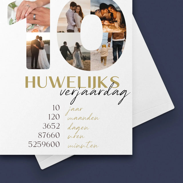 Woord Van Foto'S: 10De Huwelijksverjaardag - Wenskaart