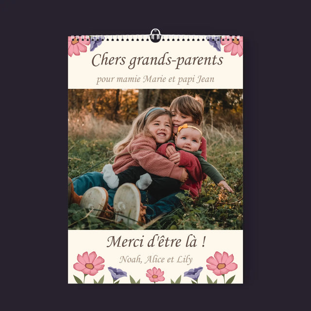 Zdjęcie I Podpis: Pamiątka Dla Dziadków - Personalizowany Kalendarz Ścienny | FR