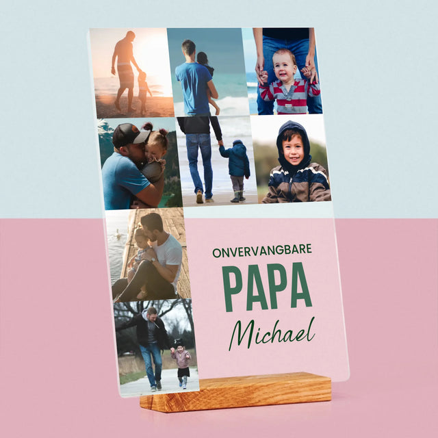 Fotocollage: Onvervangbare Papa - Afdruk Op Acrylglas (Verticaal)