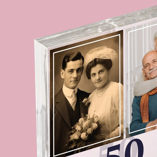 Fotocollage: Jarenlang Samen - Acryl Blok