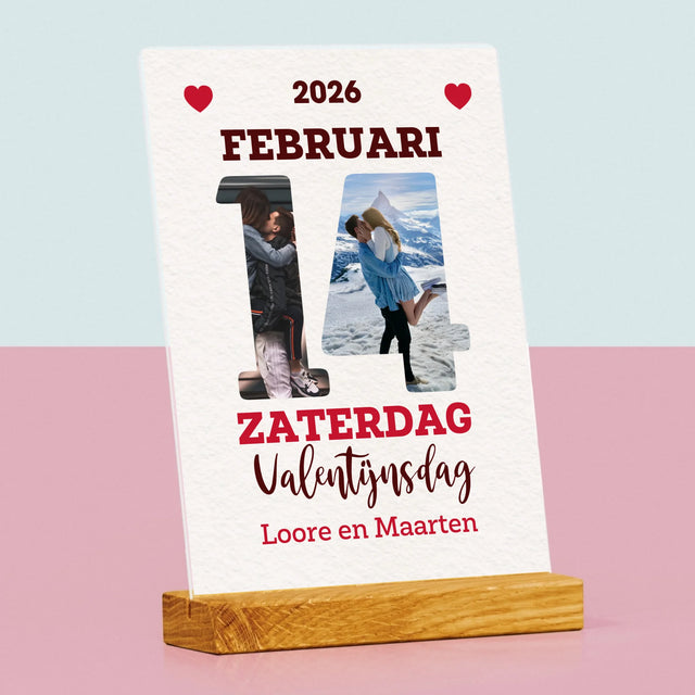 Woord Van Foto'S: Valentijnsdag Kalenderblad - Afdruk Op Acrylglas (Verticaal)