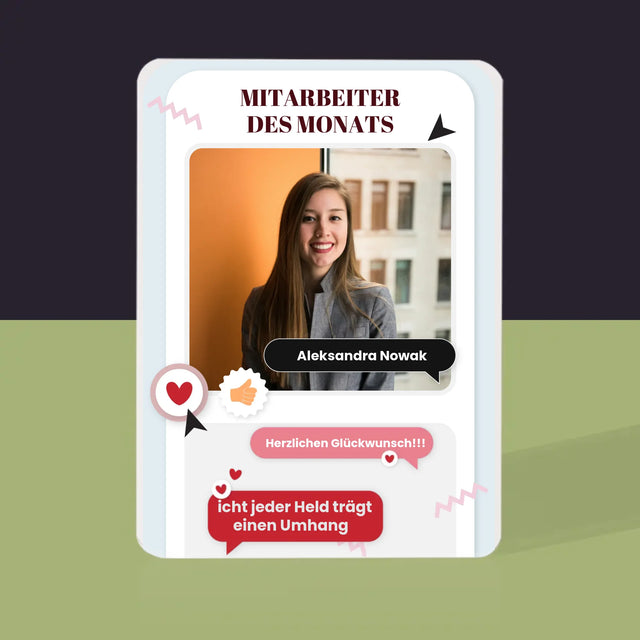 Zdjęcie i Podpis: Pracownik Miesiąca - Karty Do Gry | DE