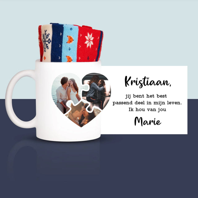 Fotocollage: Valentijn Puzzel - Wintersokken In Een Mok